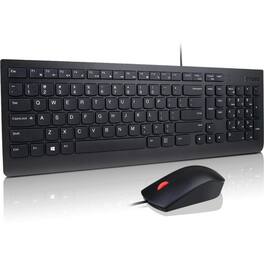 Lenovo - Essential Wired Keyboard and Mouse Combo - USB Cable - Spanish (Latin America) - USB Cable - Optical - 1000 dpi - Black