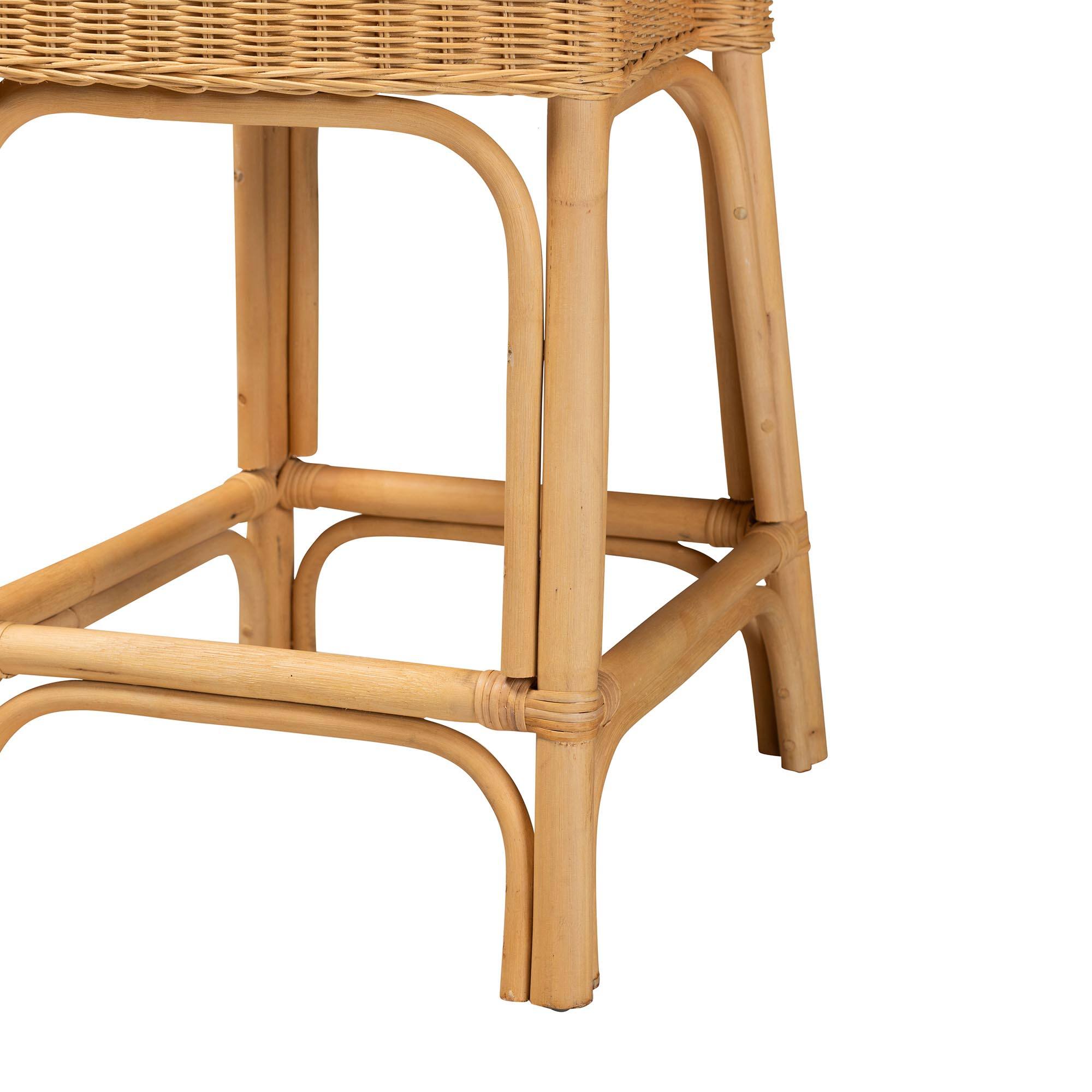 Alt View 2. bali & pari - Barito Modern Bohemian Natural Rattan Counter Stool - Natural Brown/Light Honey.