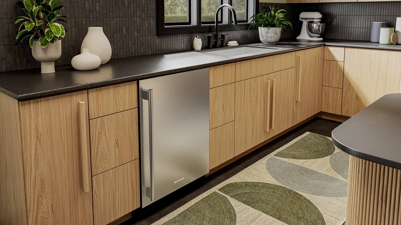 Alt View 4. KitchenAid - 5.0 Cu. Ft. Undercounter Refrigerator - Black Cabinet/Stainless Doors.