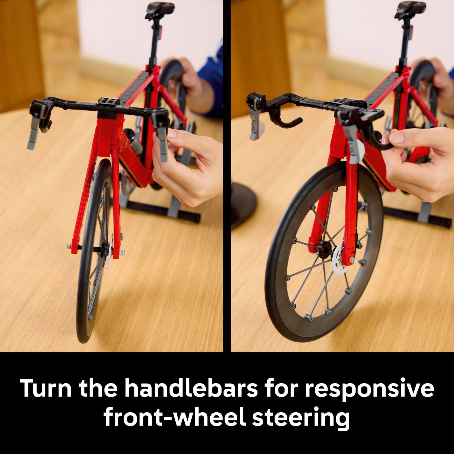 Turn the handlebars for responsive front-wheel steering