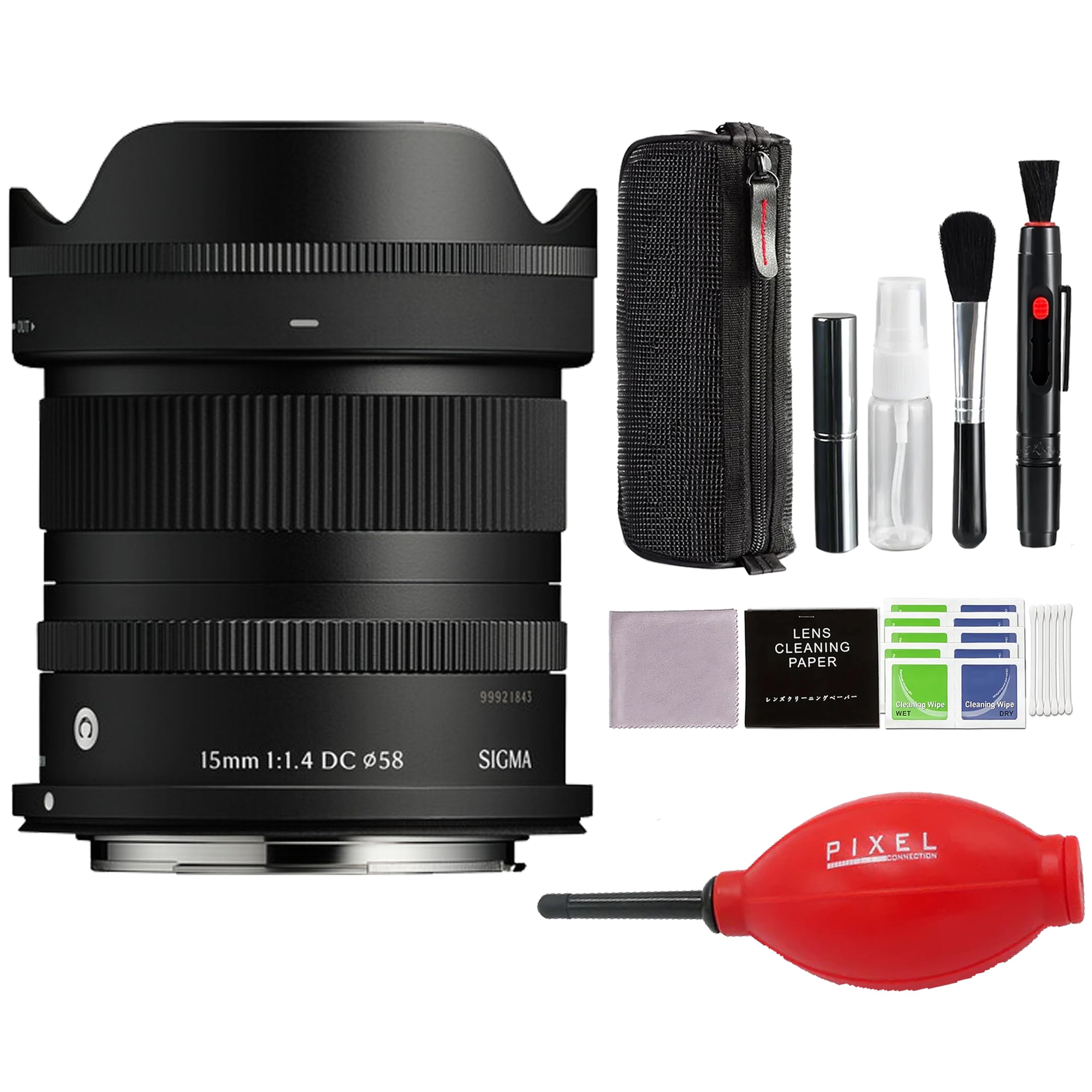 Sigma - 15mm f/1.4 DC Contemporary Lens for RF Mount w/ Advanced Accessory and Travel Bundle | 406972 | 15mm Lens for RF - Black