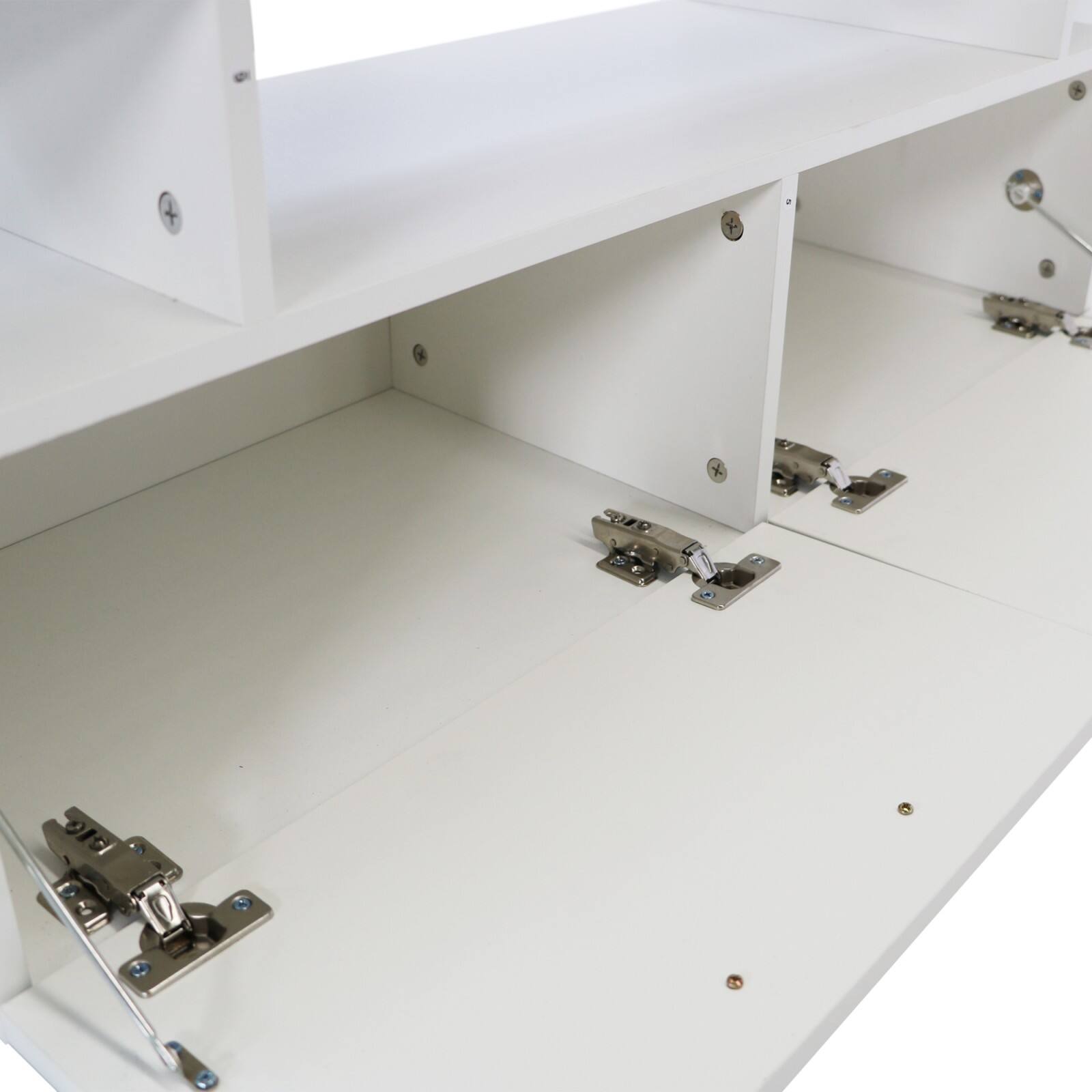 Alt View 8. Ecooso - Fashion TV stand,LED light belt,light belt remote control,toughened glass shelf,metal handle, living room,bedroom - White.