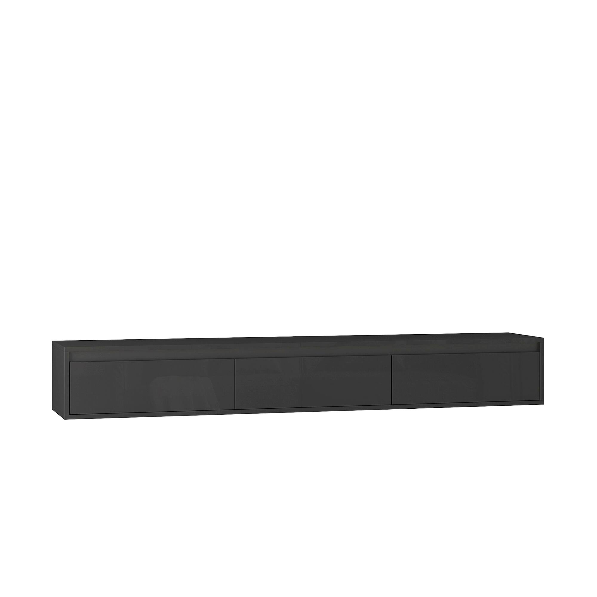 Alt View 4. Z-Edge - Floating TV Stand, Wall Mounted TV Shelf with Led Lights & Power Outlet, Floating Entertainment Center for Living Room - Black.
