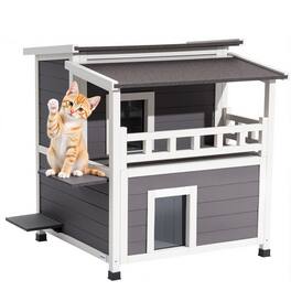 VEVOR - Insulated Cat House,2-Story Wooden Cat Shelter, Foam Insulation, Feral Kitty Shelter,for 1-3 Cats in Winter 33x29.5x32in