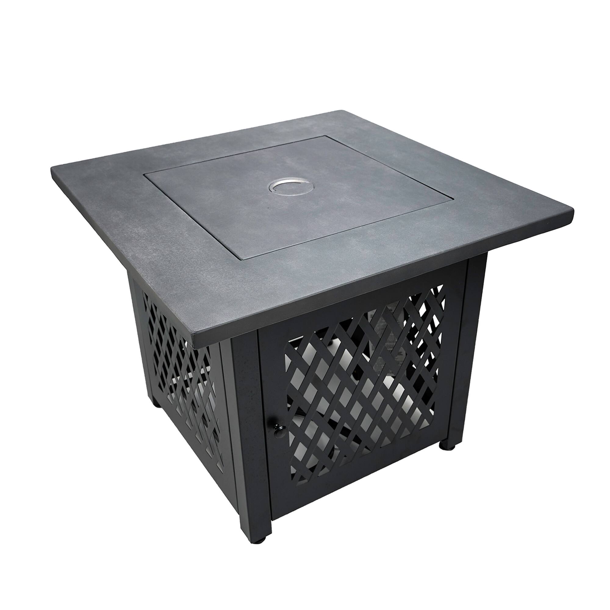 Alt View 4. Endless Summer - Endless Summer Charles 30 Inch Square Outdoor UV Printed LP Gas Fire Pit Table - Gray.