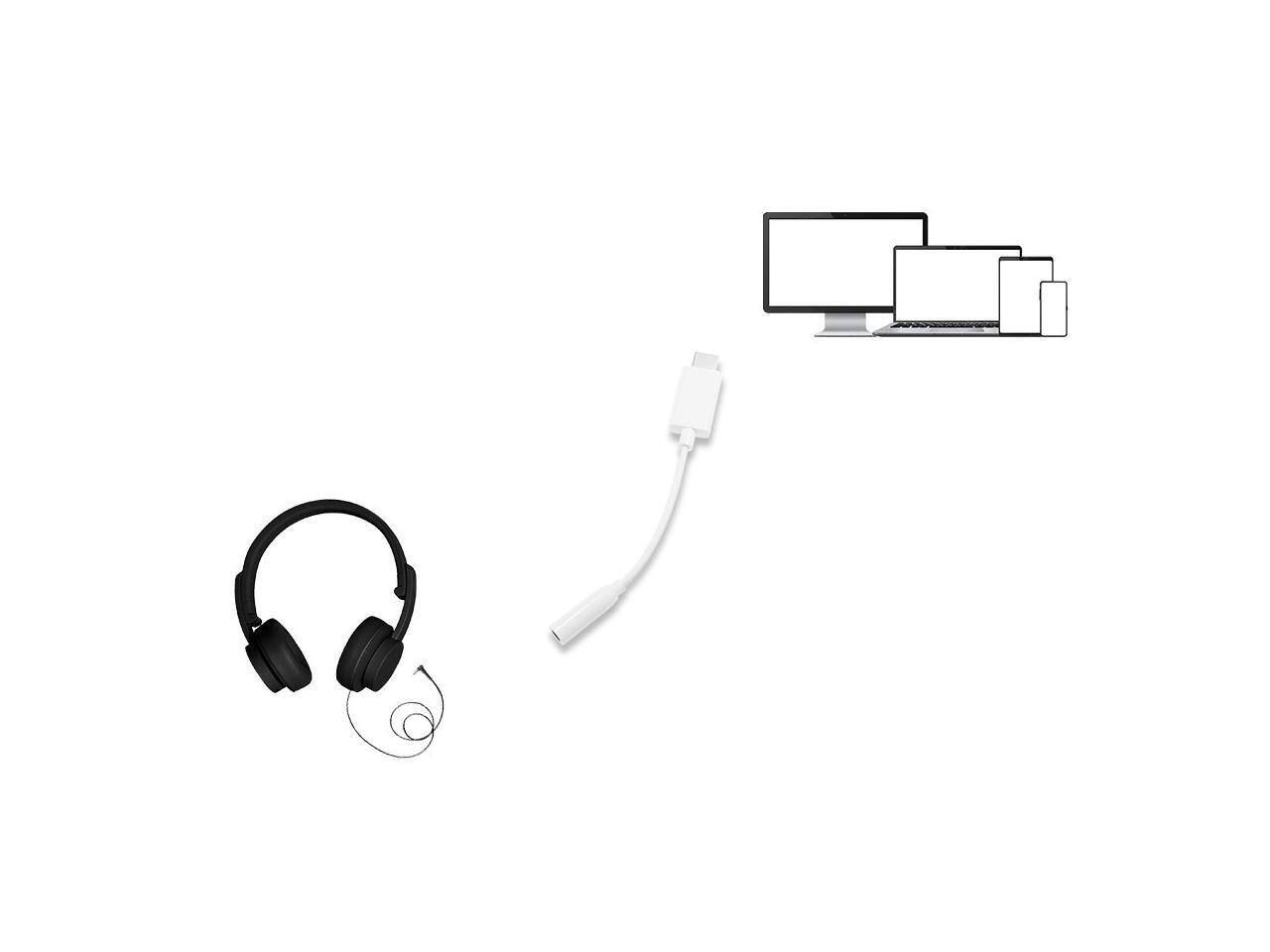 Alt View 2. Nippon Labs - Nippon Labs Type C to 3.5mm Female Audio Adapter, White USB-C headphone Jack Audio Adapter cable 30UC-C35MM.