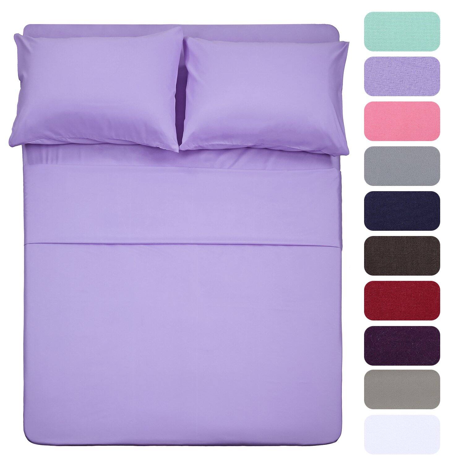 Front. Skar Audio - Size Bed Sheet Set - lavender 1 Flat Fitted And Pillow Cases Brushed Microfiber 1800 Luxury Bedding Deep Po... - Lavender Full.
