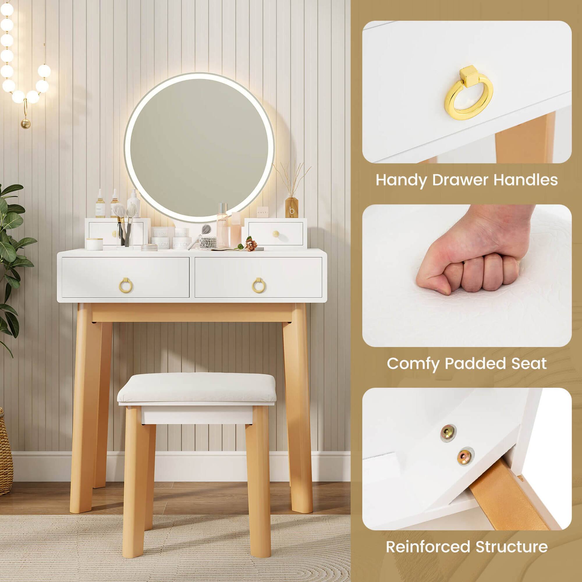 Handy Drawer Handles  
Comfy Padded Seat  
Reinforced Structure