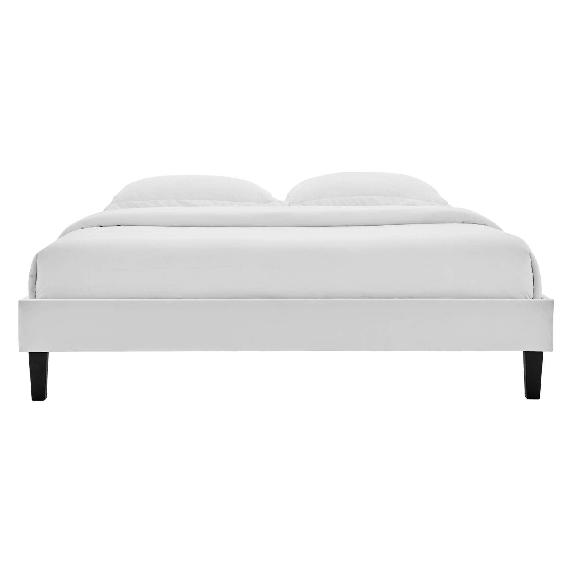Back. Modway - Loryn Fabric King Bed Frame with Round Splayed Legs - Blue.