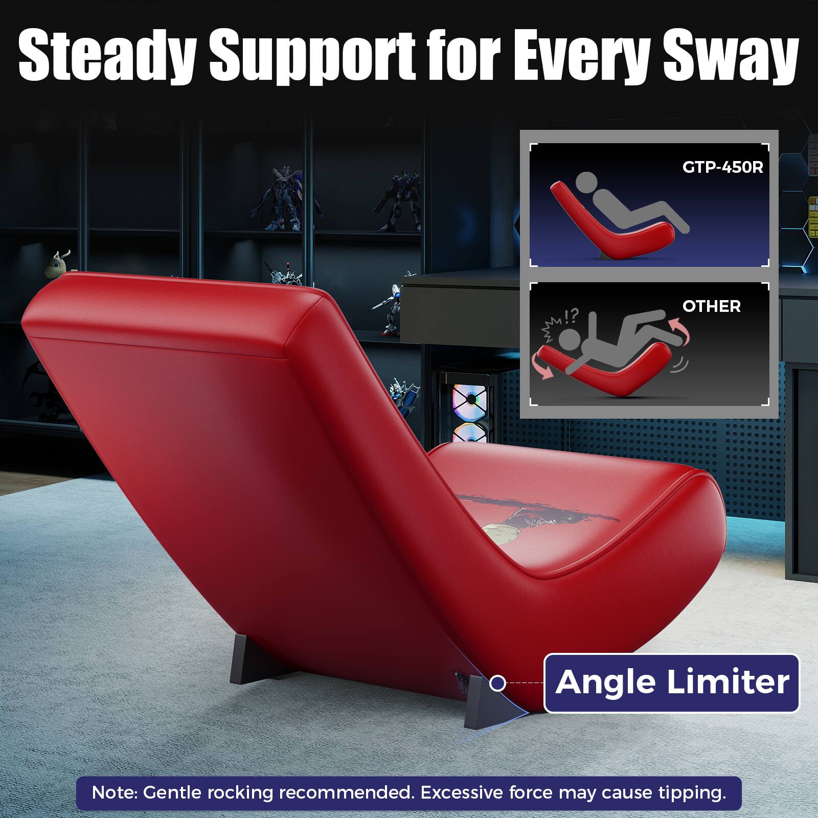 Steady Support for Every Sway  
GTP-450R  
Angle Limiter  
Note: Gentle rocking recommended. Excessive force may cause tipping.
