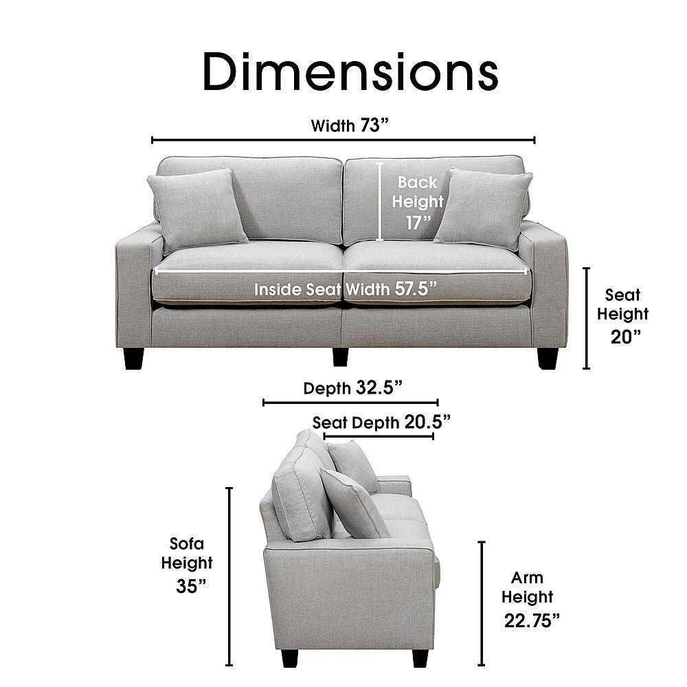 Alt View 12. Serta - Palisades 73" Sofa - Light Gray.