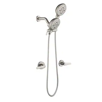 Front. Boyel Living - Brushed Nickel Shower Set with Dual Handles and 5 Function ABS Dual Shower Heads - Brushed Nickel.