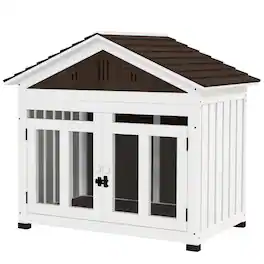 Pawhut - Wooden Dog House Outdoor Indoor for Small, Medium, Large Dogs