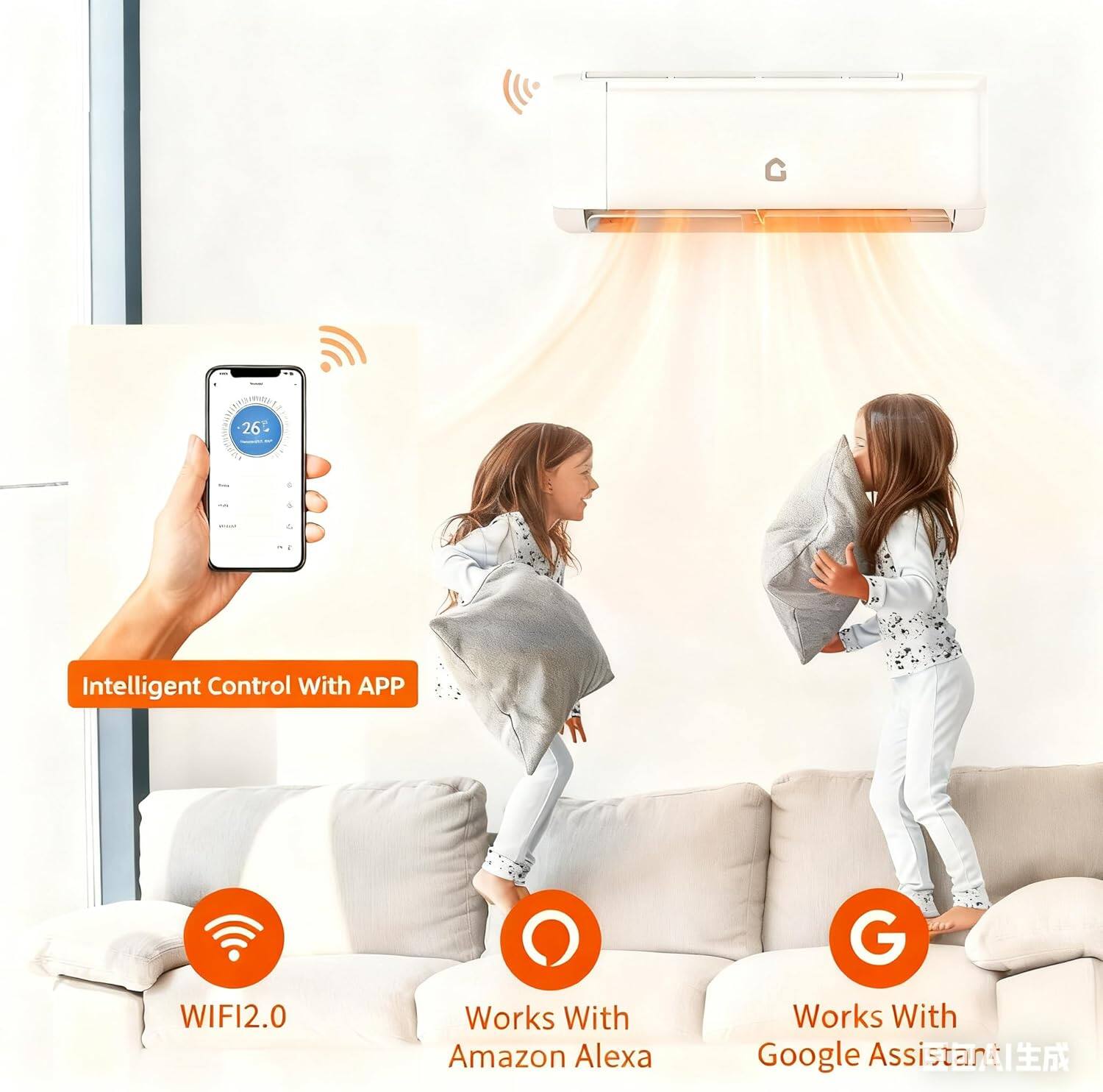 C 26 - Intelligent Control With APP  
WIFI2.0  
Works With Amazon Alexa  
Works With Google Assistant