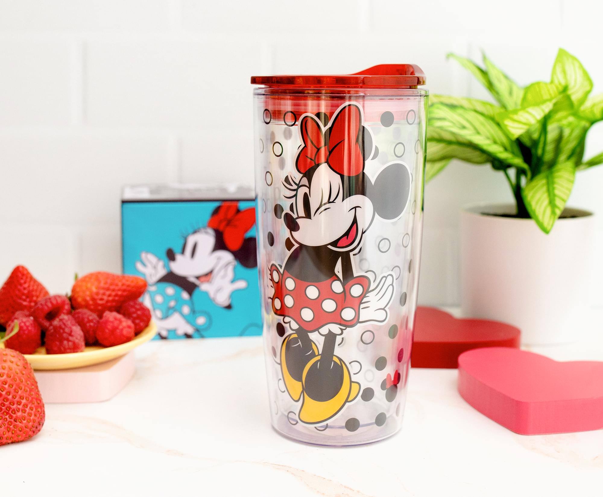 Alt View 10. Disney - Disney Minnie Mouse Travel Tumbler with Slide Close Lid | Holds 20 Ounces - Red.