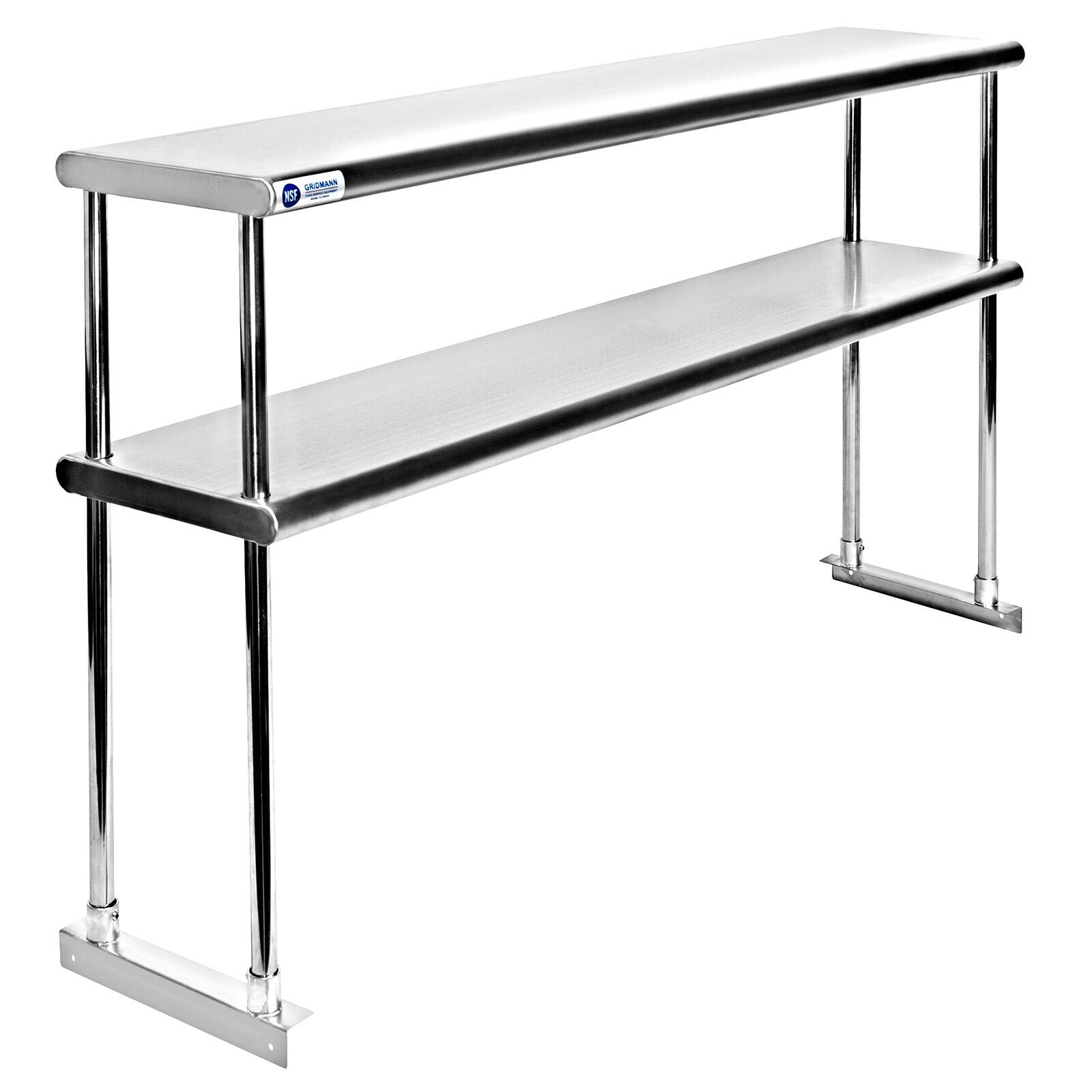 Alt View 1. GRIDMANN - 60 x 30-in NSF Stainless Steel Prep Table w Double Shelf - Silver.