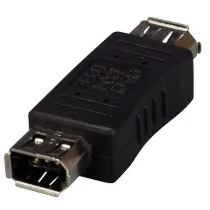 Front. Sanoxy - IEEE 1394a FireWire 6-Pin Female to 6-Pin Female Adapter – Connector Extender for FireWire Cables - Black.