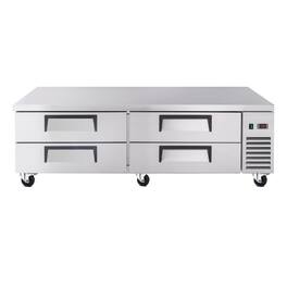 BEARSOLIM - 16.0CU.ft 72 " Refrigerated Chef Base 4 Drawer Undercounter Refrigerator Ventilated Cooling Auto Defrost ETL NSF - sliver