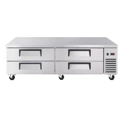 Front. BEARSOLIM - 16.0CU.ft 72 " Refrigerated Chef Base 4 Drawer Undercounter Refrigerator Ventilated Cooling Auto Defrost ETL NSF - sliver.