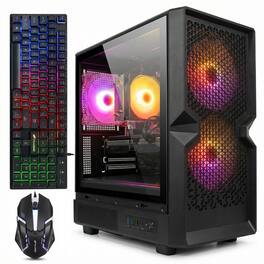 STGAubron - Gaming PC Desktop, Radeon RX 580 16G Graphics, Intel Core i7 up to 3.9Ghz, 16G RAM, 512G SSD, WiFi, WIN11H - Black