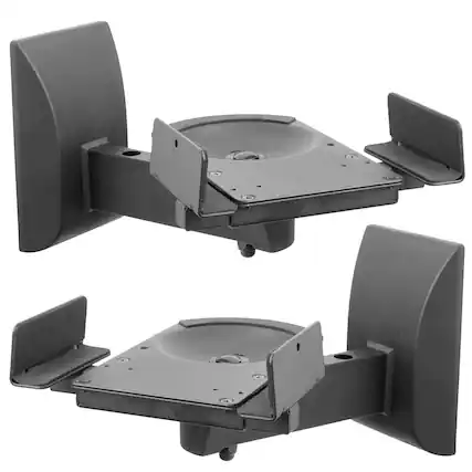 Front. Mount-It! - Speaker Wall Mounts with Sliding Clamps Pair for Adjustable Positioning & Secure Installation - Black.