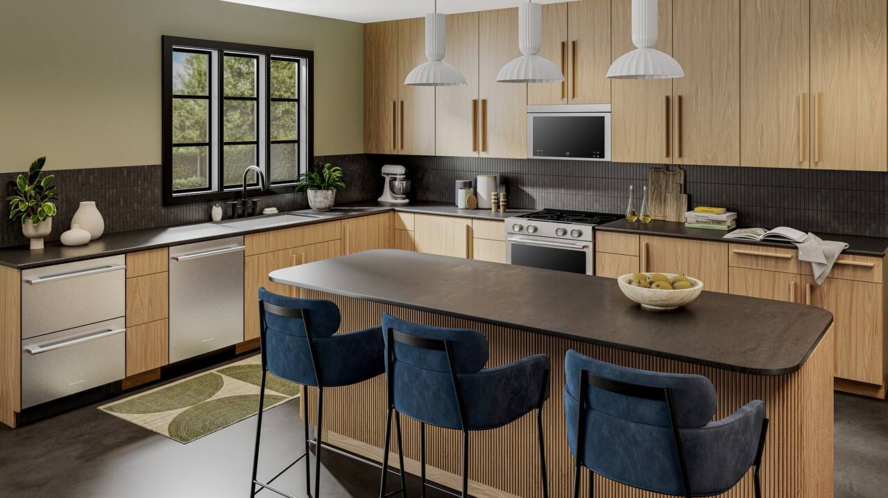 Alt View 8. KitchenAid - 4.2 Cu. Ft. Undercounter Double-Drawer Refrigerator/Freezer - Black Cabinet.