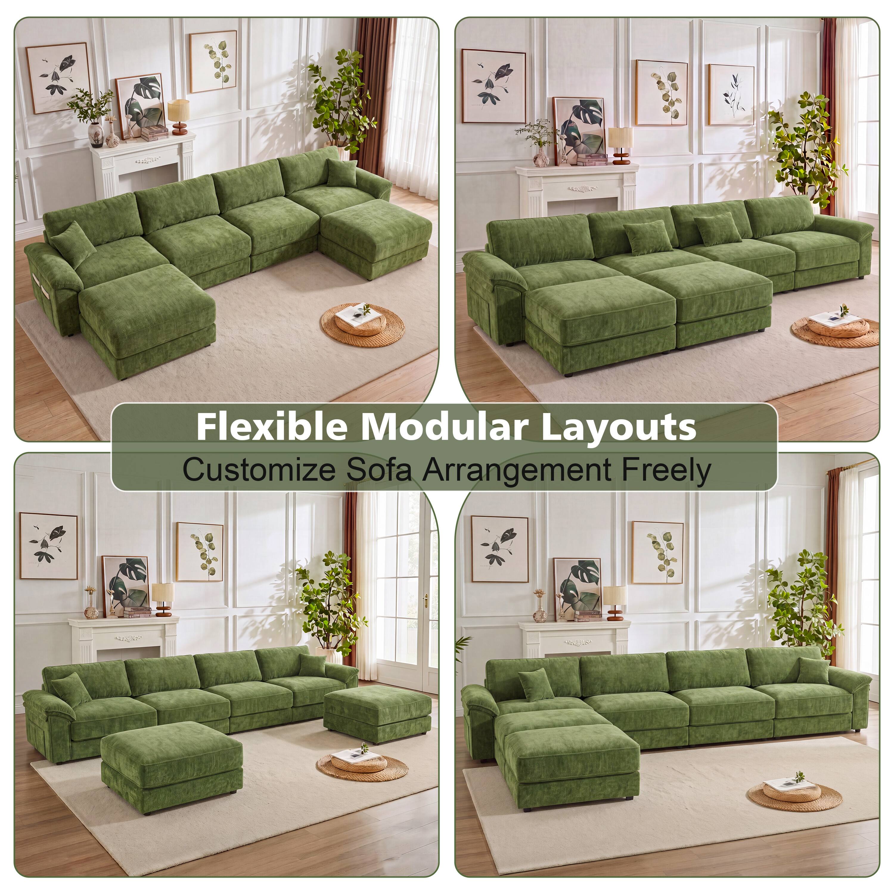 Flexible Modular Layouts  
Customize Sofa Arrangement Freely