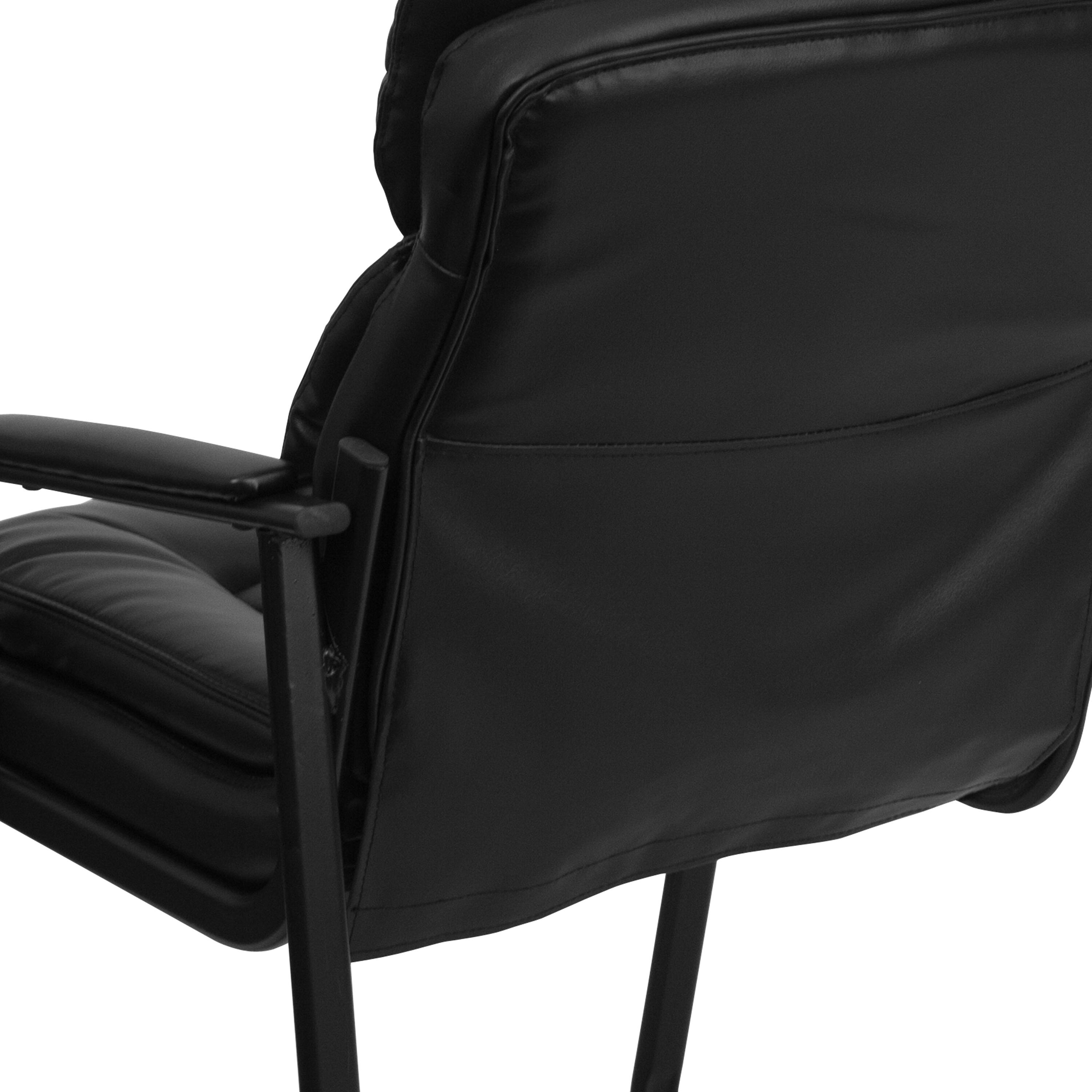 Alt View 8. Emma + Oliver - Executive Side Reception Chair with Lumbar Support and Sled Base - Black LeatherSoft.
