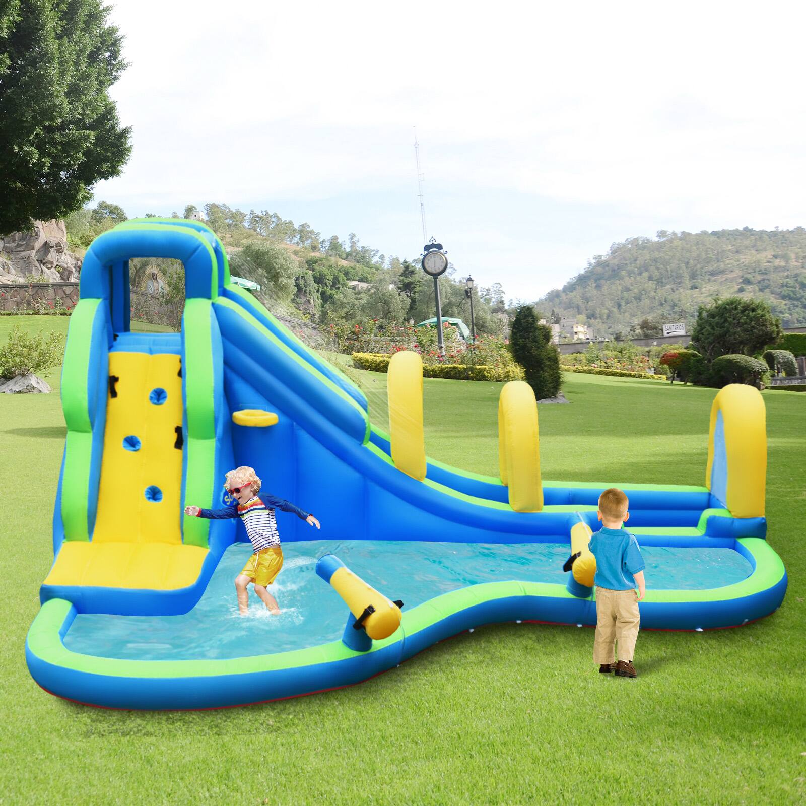 Alt View 8. Ecooso - Inflatable Water Slide Bounce House w/ Water Cannons & Hose, No Blower.