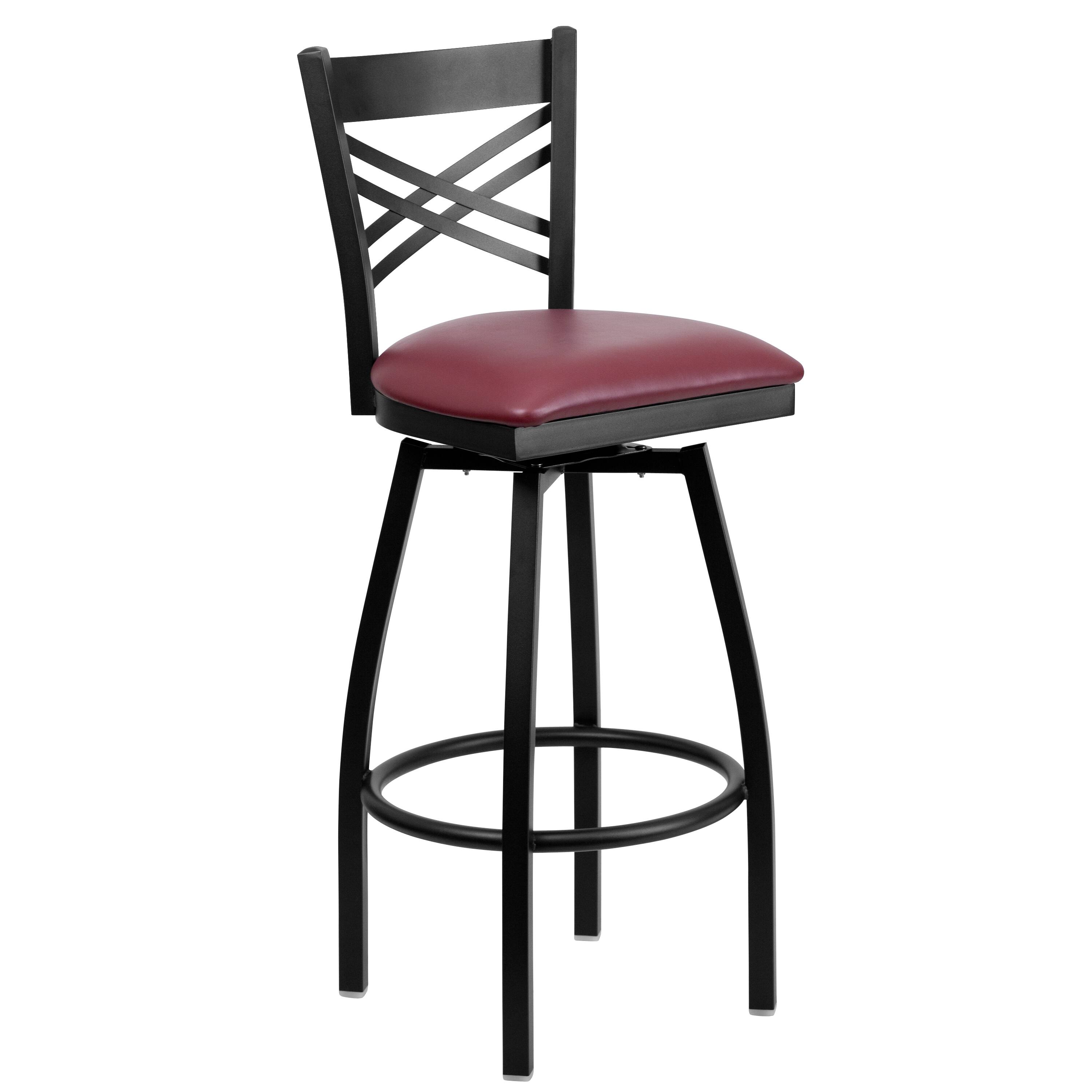 Burgundy Vinyl Seat/Black Metal Frame