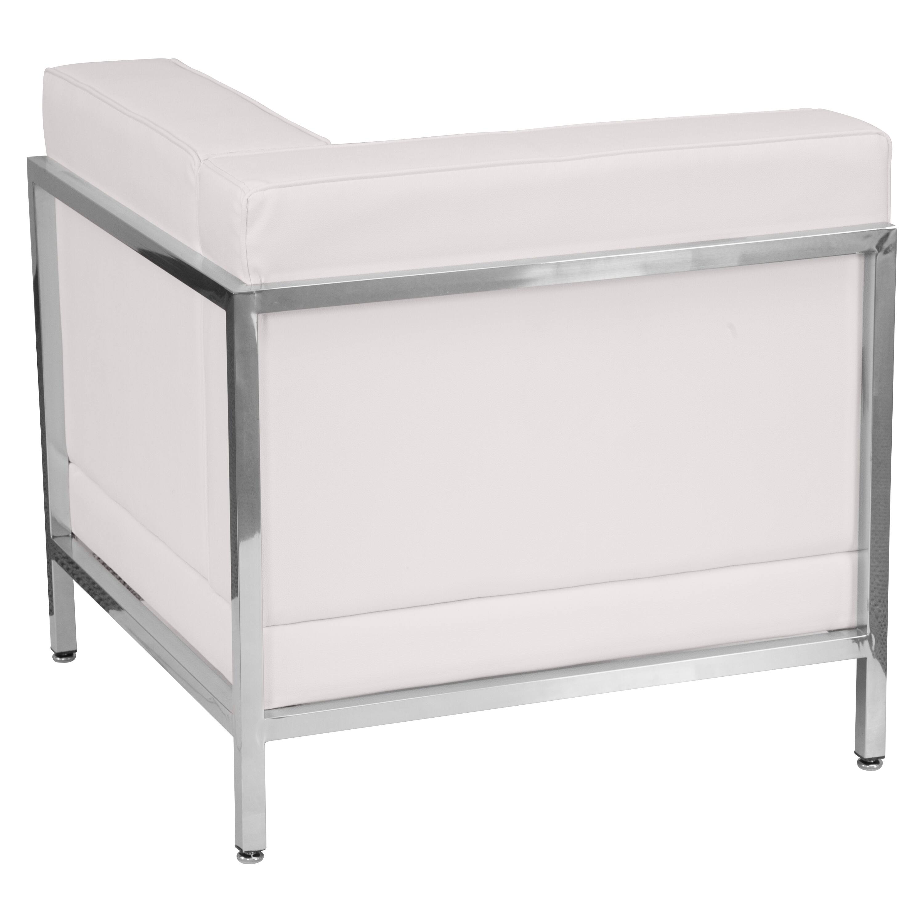 Alt View 2. Emma + Oliver - Faux Leather Modular Right Corner Quilted Tufted Seat Framed Chair - Melrose White.