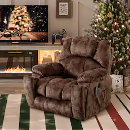 Bestier - 40.6" Oversize Power Lift Recliner Chair with Massage and Heating - Brown