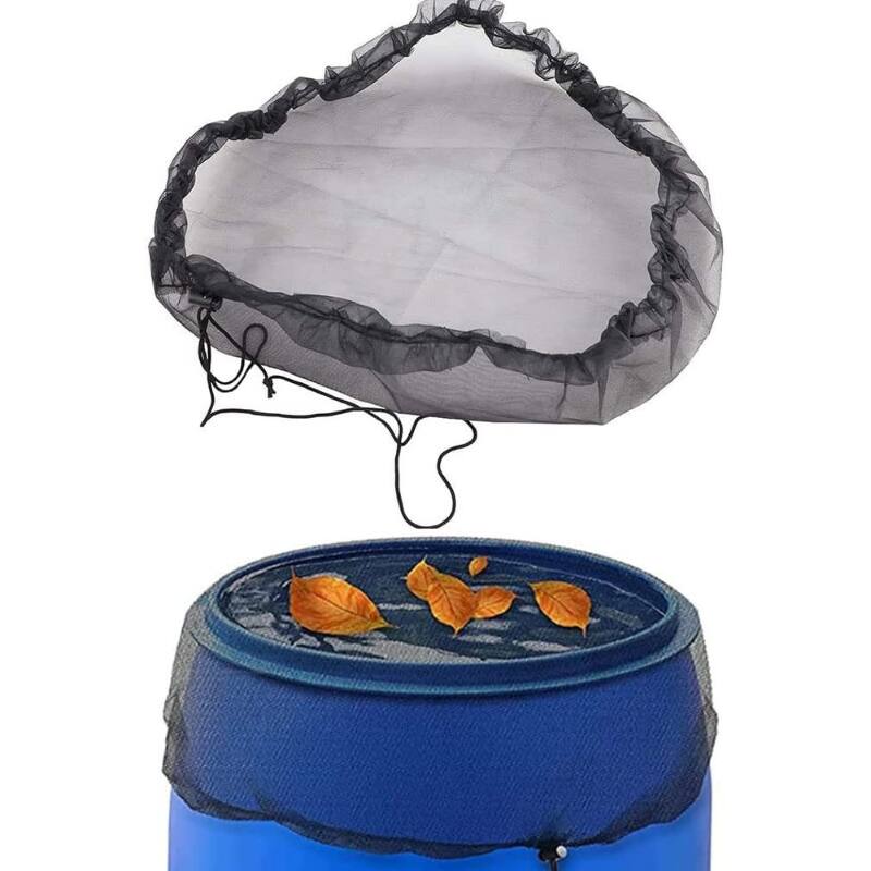 Front. Auledio - Black rain bucket net cover with drawstring; the net prevents leaves and debris from falling into the bucket (one piece).