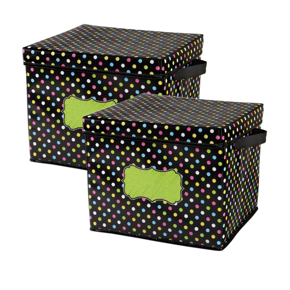 Teacher Created Resources - Chalkboard Brights Storage Box with Lid, Pack of 2
