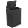 Front. Innovaze - 15.6 Gallon Rectangular Stainless Steel Recycle Step-on Trash Can with Dual 30 liter + 30 liter Compartments for Kitchen - Matt Black.