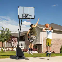 Resenkos - 5-10ft Adjustable Basketball Stand with 44" Shatterproof Backboard and Wheels - Black