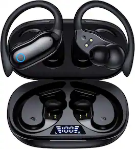 VEAT00L - GNMN V7 Over-Ear Wireless Earbuds | 96H Playback, BT, IPX7 Waterproof, Stereo Bass, Mic, Earhooks - Black