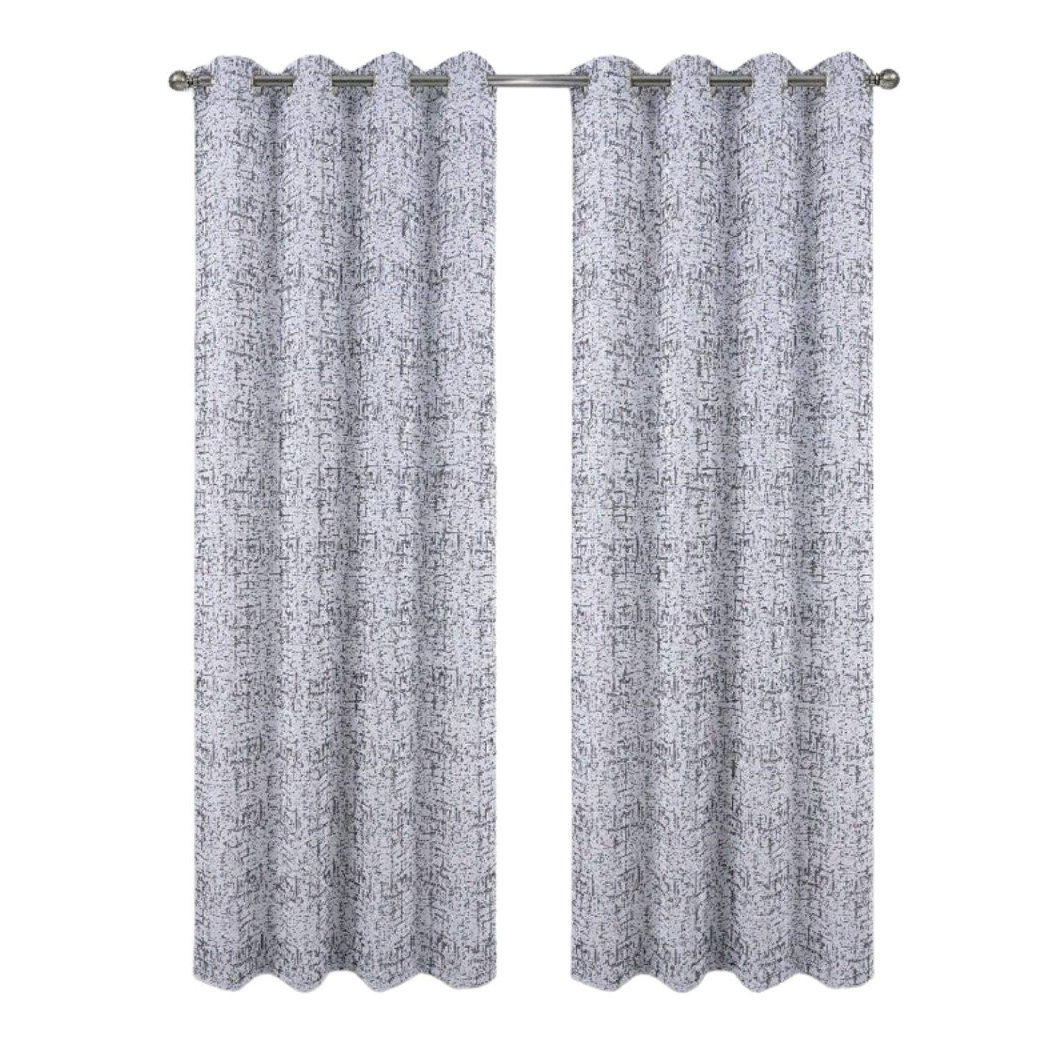 RT Designers Collection - 100% Polyester 140 GSM Luca Jacquard Grommet Curtain Panel 54" x 84" - Charcoal