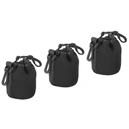 Unique Bargains - Camera Lens Bag, 3pcs 3"x3.9" Drawstring Pouch with Thick Neoprene for DSLR Lens, Water Coffee Cups - Black