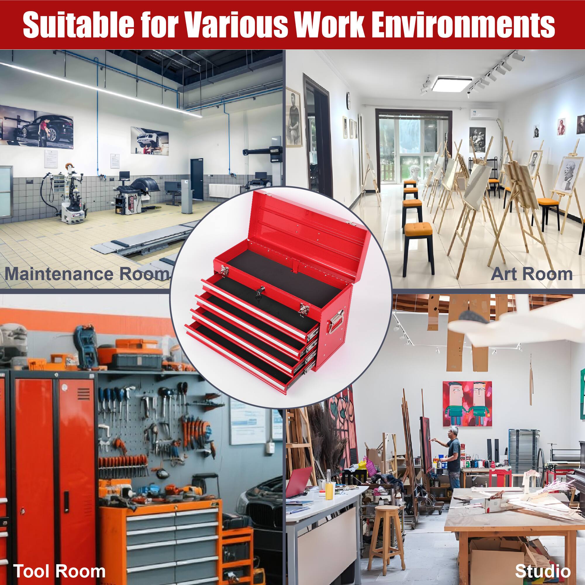 Suitable for Various Work Environments
Maintenance Room
Art Room
Tool Room
Studio