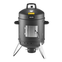 VEVOR - Charcoal Smoker, 16" Vertical Charcoal BBQ Grill, Coated Steel Barbecue Smoker with 2 Grilling Grates, Thermometer - Black