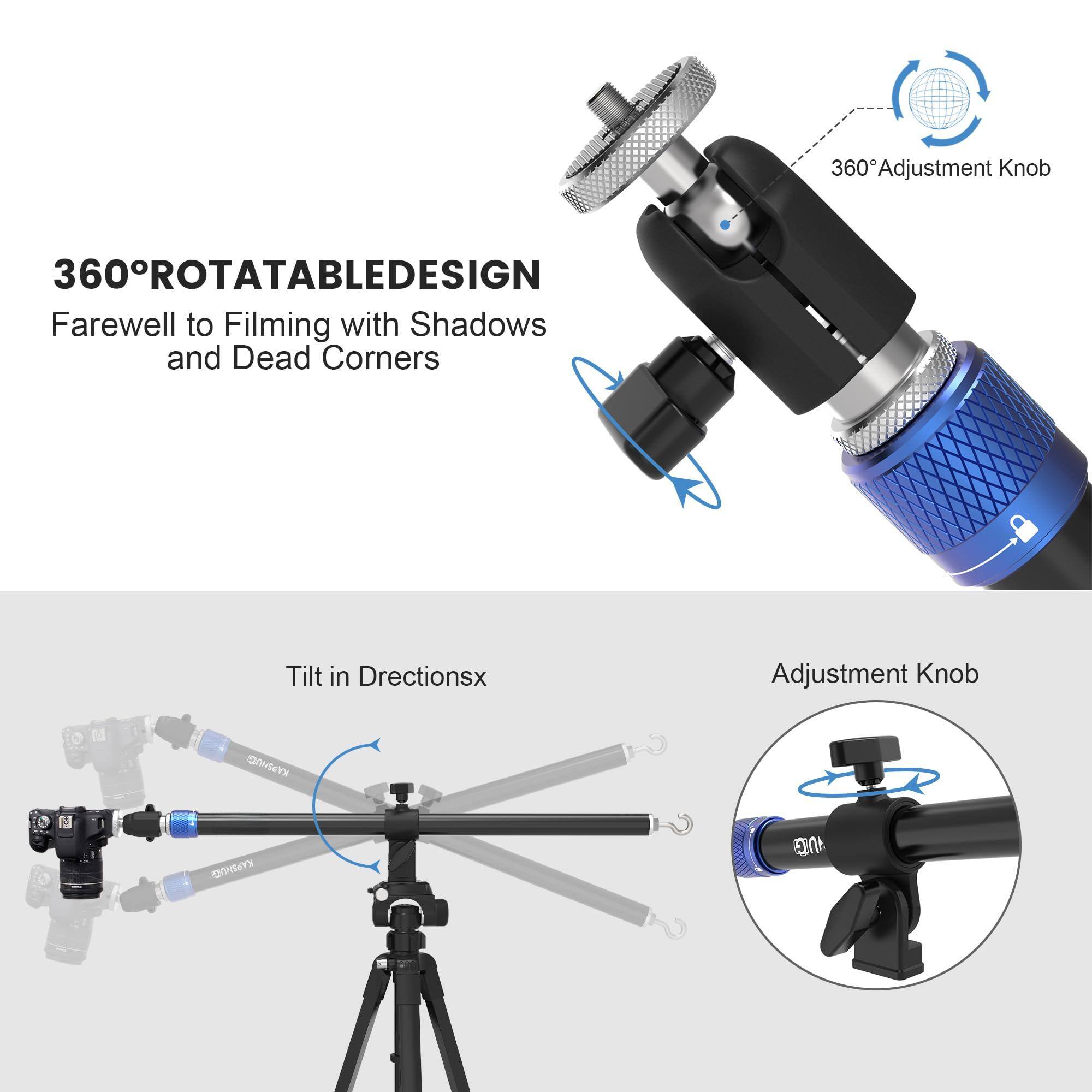 360° ROTATABLE DESIGN  
Farewell to Filming with Shadows and Dead Corners  

360° Adjustment Knob  

Tilt in Directions  

Adjustment Knob