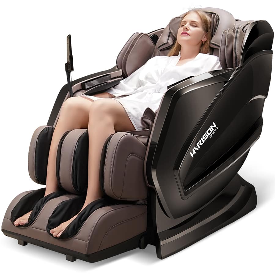 HARISON - HR-712 3D Electric Massage Chair with 10.1" Touch Screen, Voice Control, Full-Body Airbags, 331 lb Capacity - Brown