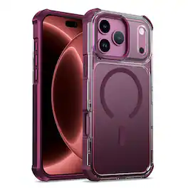 Dteck - Shockproof Magnetic Rugged Case For Apple iPhone 18 Pro Gradient Transparent Shockproof Heavy Duty Cover - Winered