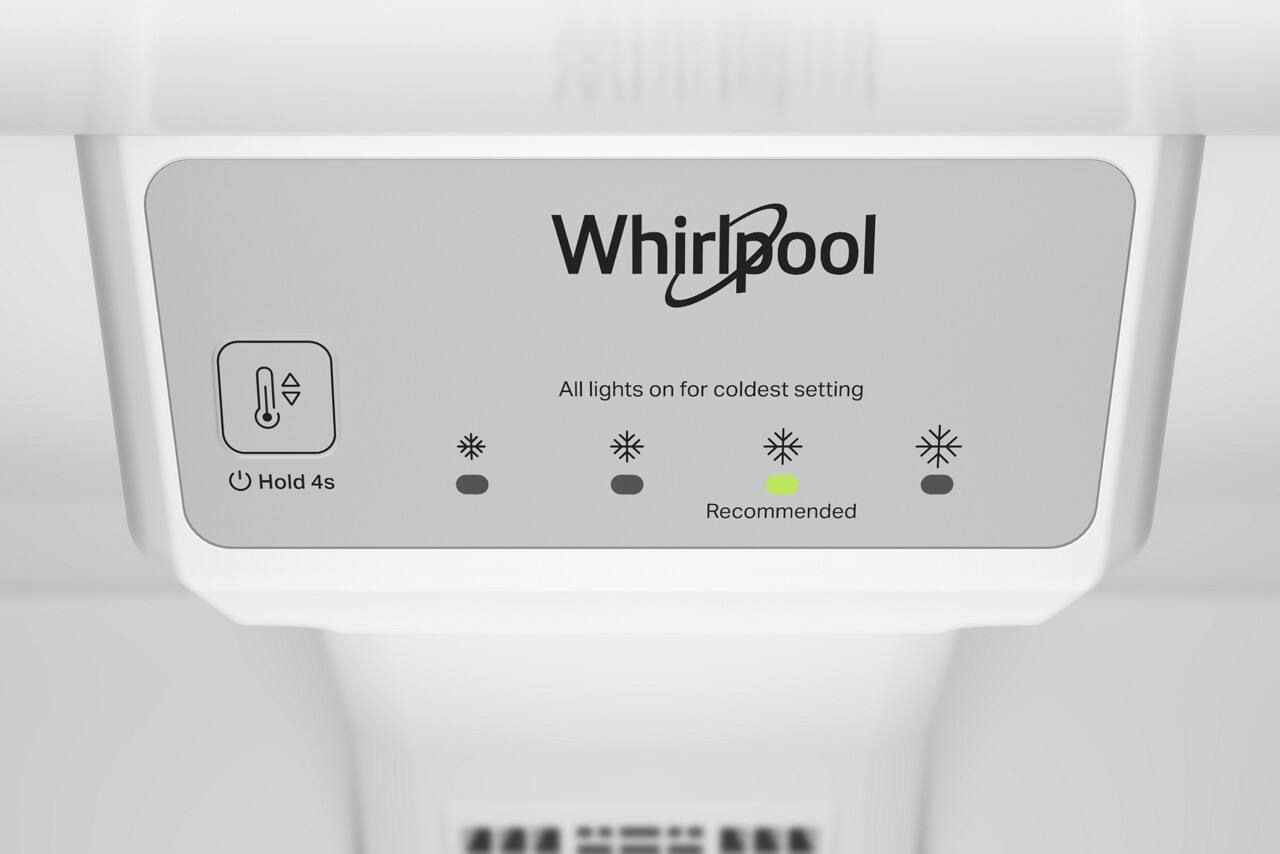 Whirlpool  
All lights on for coldest setting  
Hold 4s  
Recommended