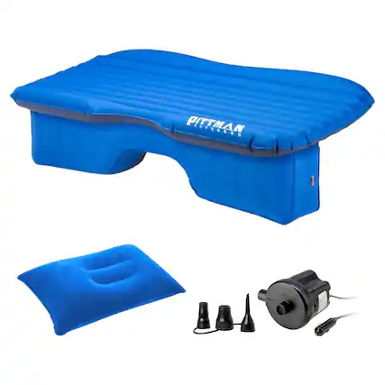 Front. Pittman Outdoors - Pittman Outdoors Backseat Air Mattress, 60” Airbed for Full-Size Vehicles, Blue - Blue.