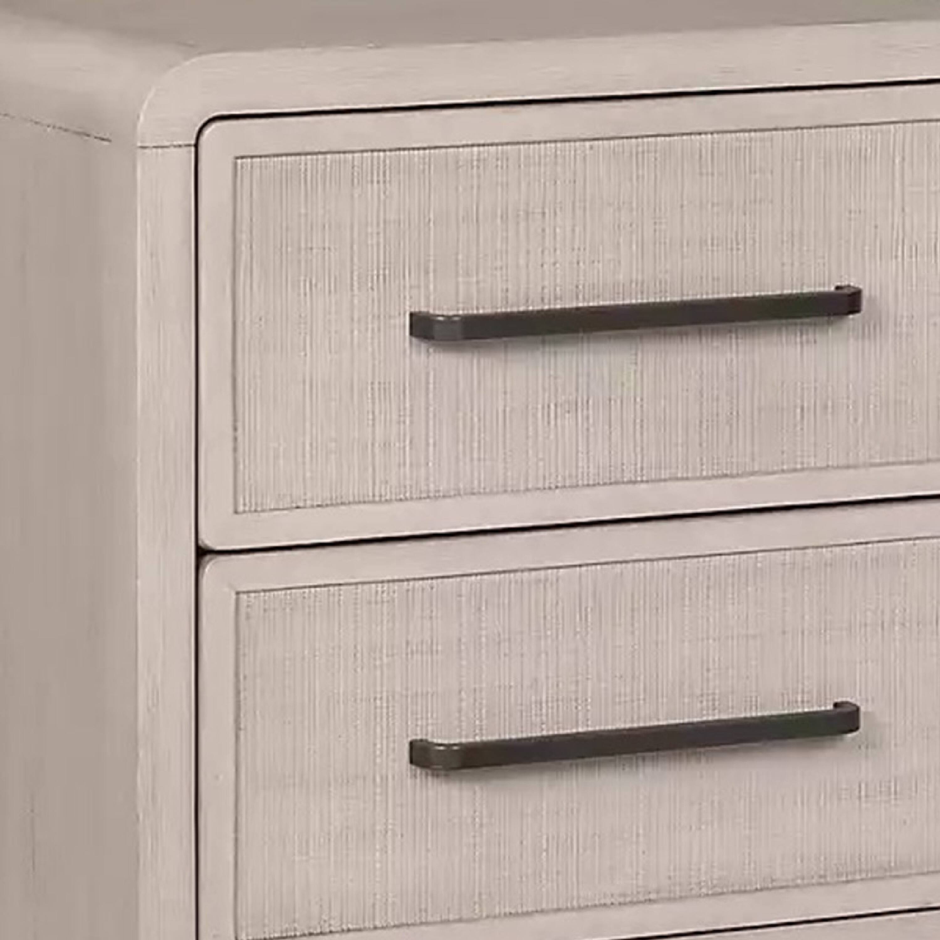 Angle. Manhattan Lane - Giva Nightstand, 2 Drawers, USB A-C, Finish, 24 Inch - Natural Oak Beige Brown.