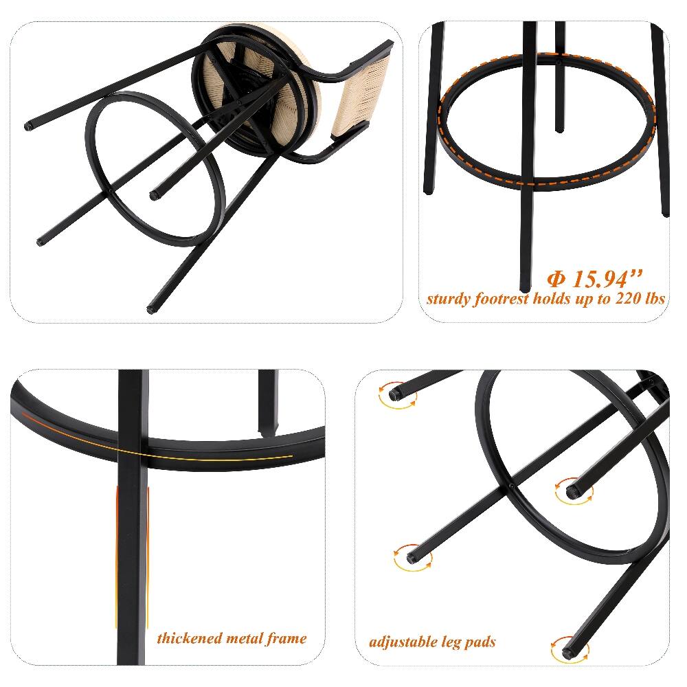 15.94" sturdy footrest holds up to 220 lbs  
thickened metal frame  
adjustable leg pads