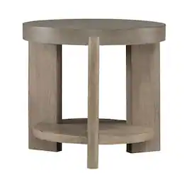 Liberty Furniture Industries - Affinity Round End Table for Living Room - Dusty Taupe Faux Concrete Tops - Brown
