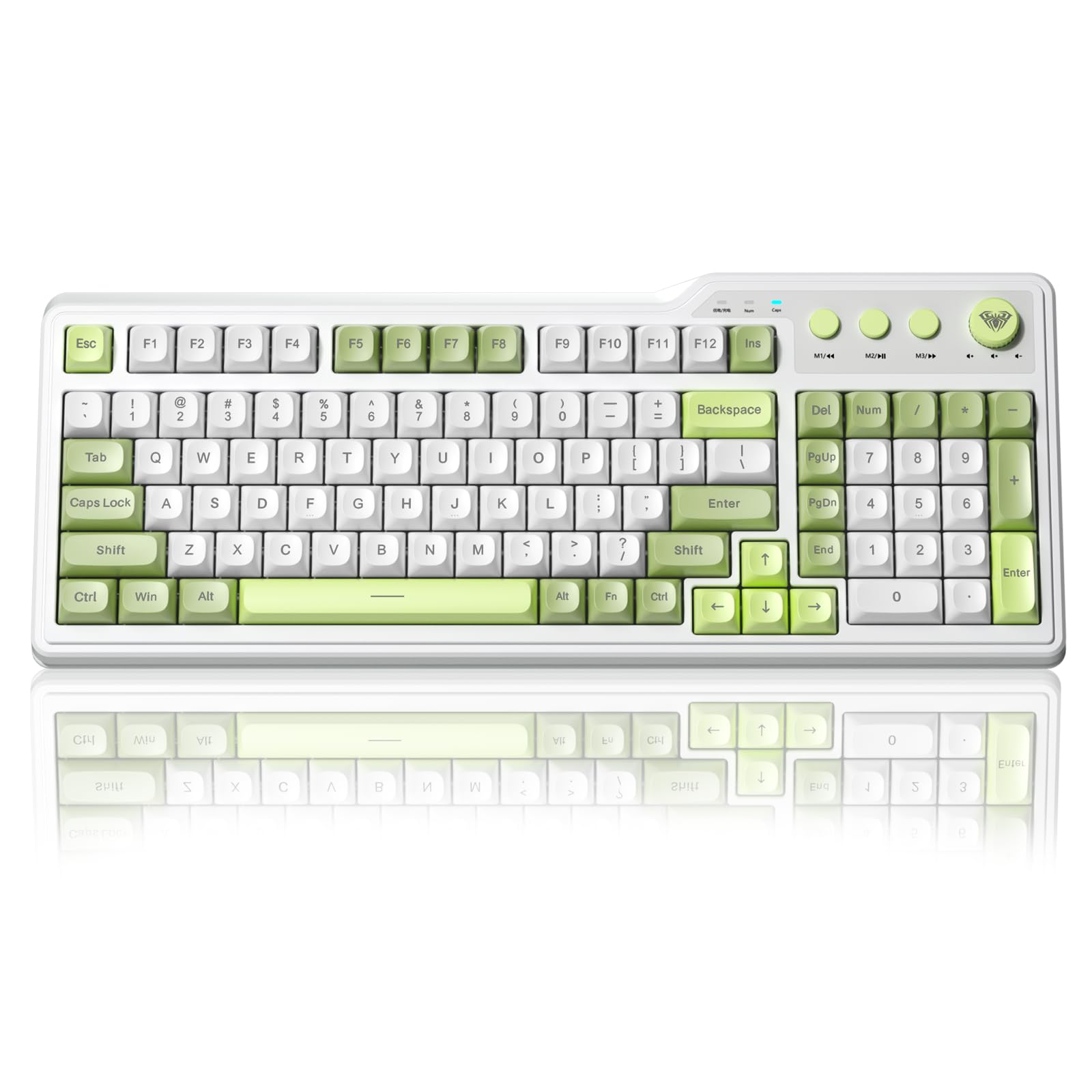 Esc F1 F2 F3 F4 F5 F6 F7 F8 F9 F10 F11 F12 Ins Del Backspace Tab Q W E R T Y U I O P Caps Lock A S D F G H J K L Enter Shift Z X C V B N M Shift Ctrl Win Alt Num 1 2 3 4 5 6 7 8 9 0 + - * / Enter PgUp 7 8 9 PgDn 4 5 6 0 .